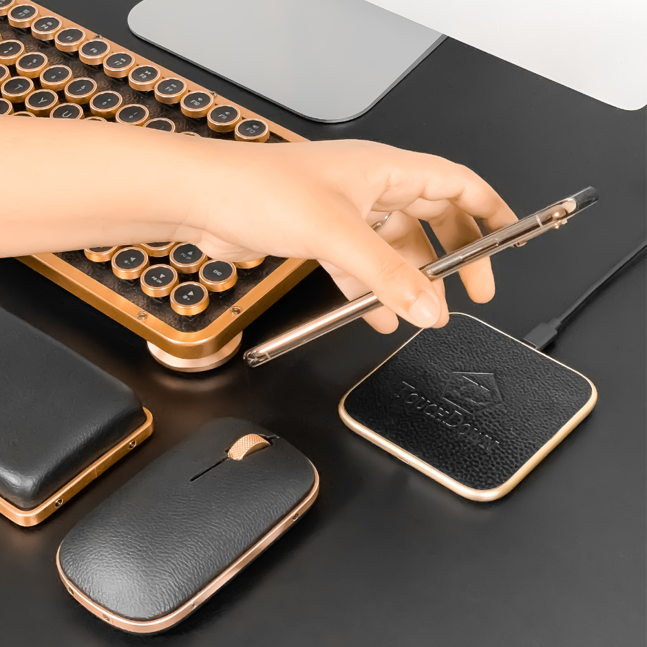 Leather Charging Pad - Business Edition - Rose Gold - TouchDown Charging