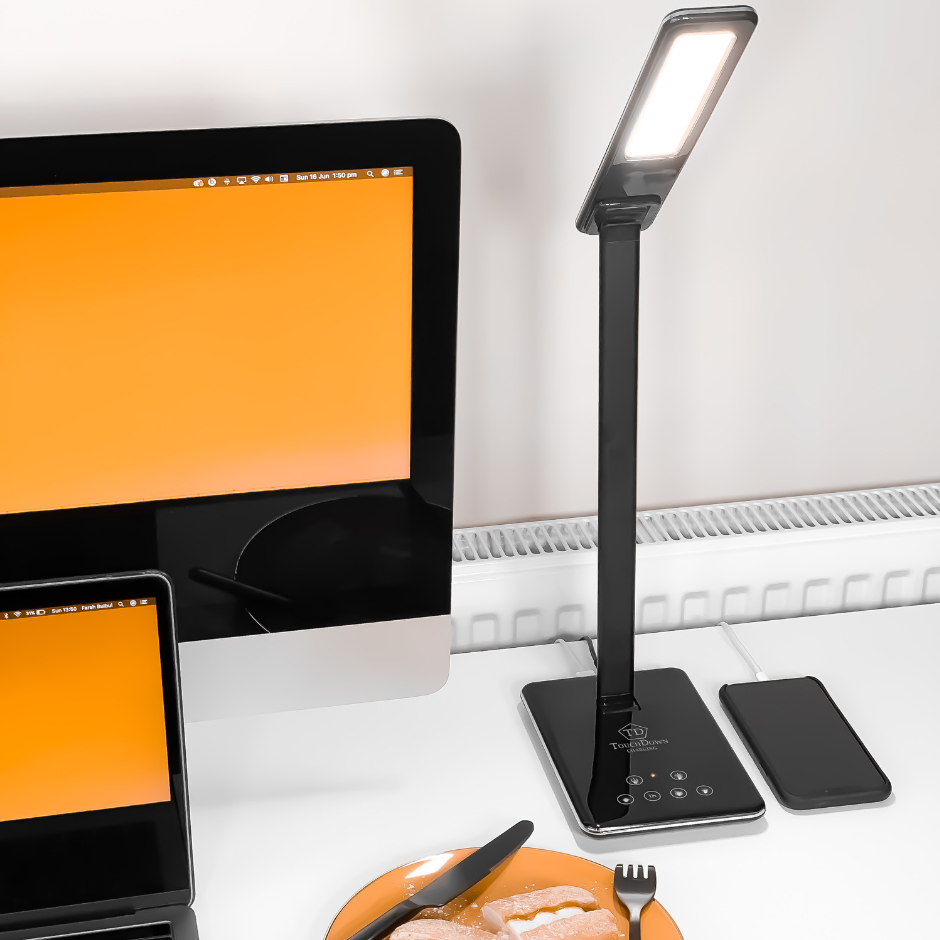 LED Wireless Charging Lamp - Black - TouchDown Charging
