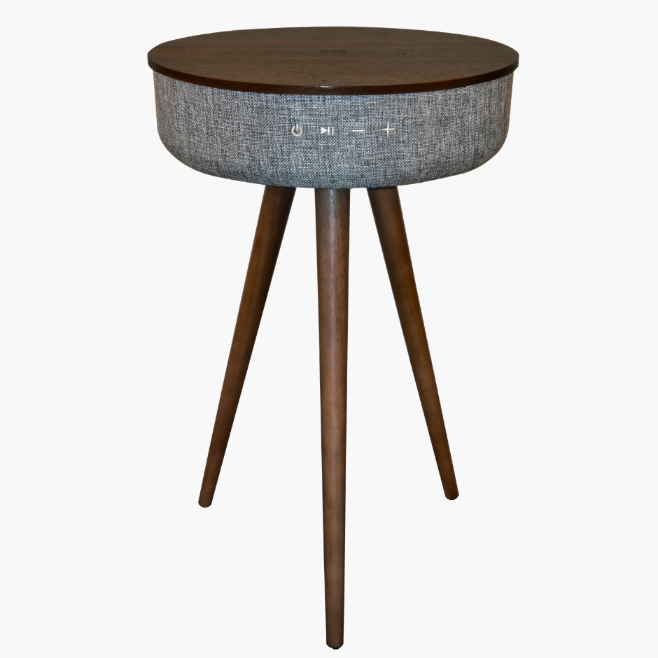 TouchDown Audio - Designer Speaker Table (Walnut) - TouchDown Charging